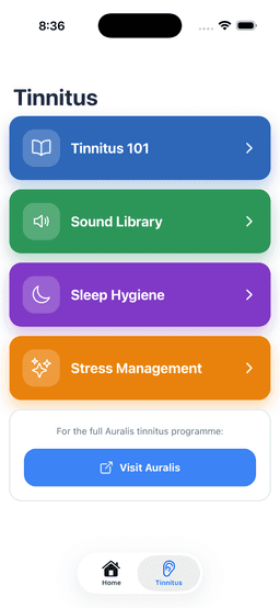 Dedicated tinnitus section
